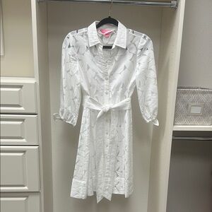 Lilly Pulitzer White Flora Faille Shirtdress